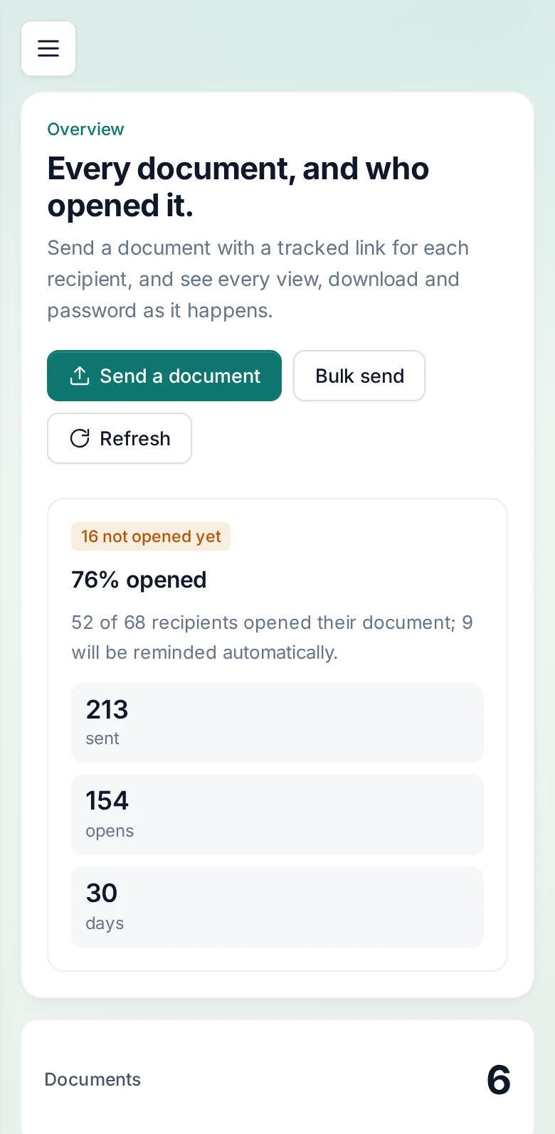DocuTrack — the overview on a phone